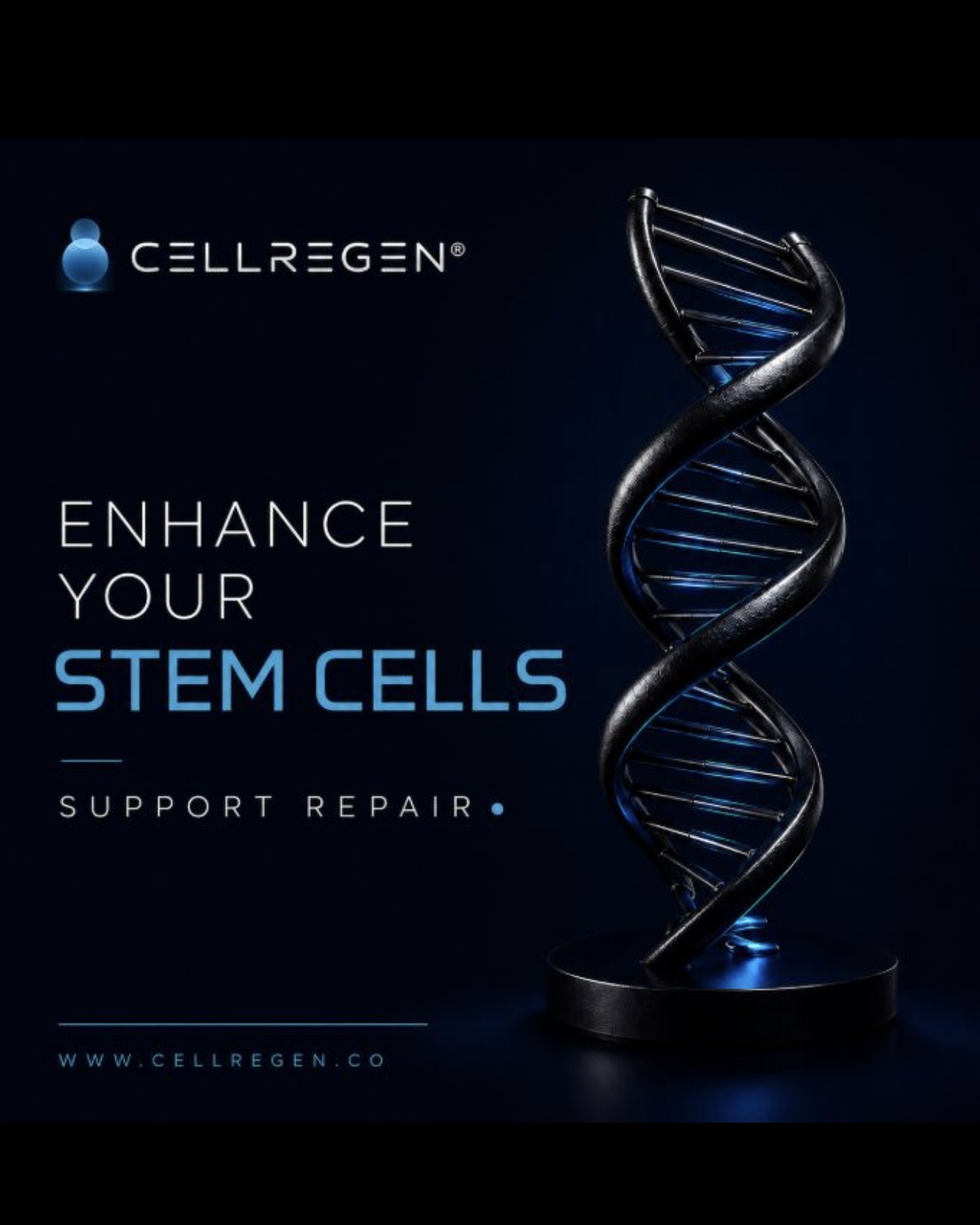 CellRegen social post about enhancing stem cells with a DNA helix