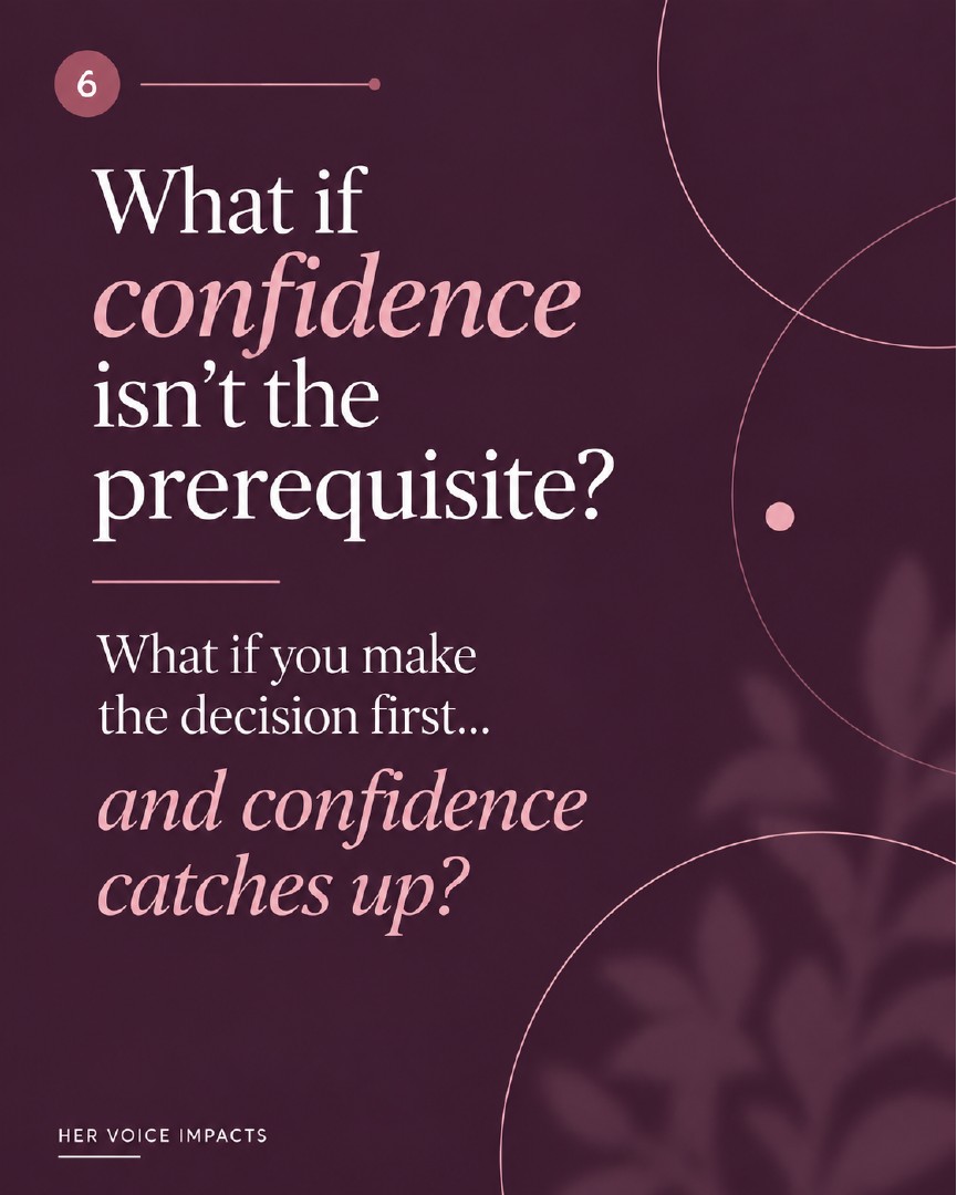 Her Voice Impacts carousel slide asking whether confidence is a prerequisite