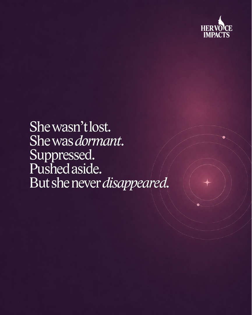 Her Voice Impacts carousel slide about a dormant self